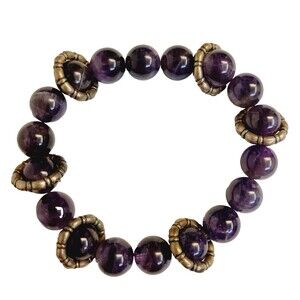 Handmade Amethyst Gemstone Beaded Stretch Bracelet